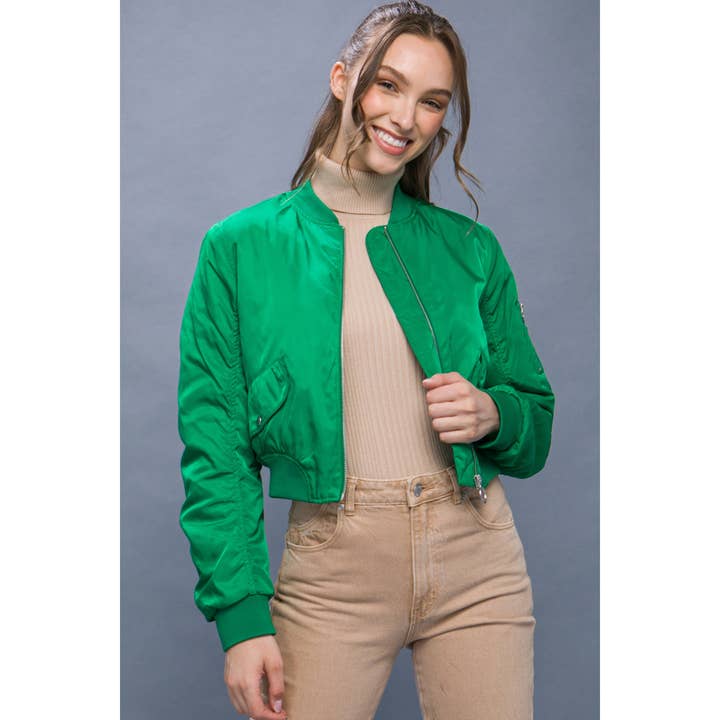 Paperdoll - Wholesale Bomber Jacket - Women's - Zip Up Bomber Jacket with Sleeve Zipper Detail8