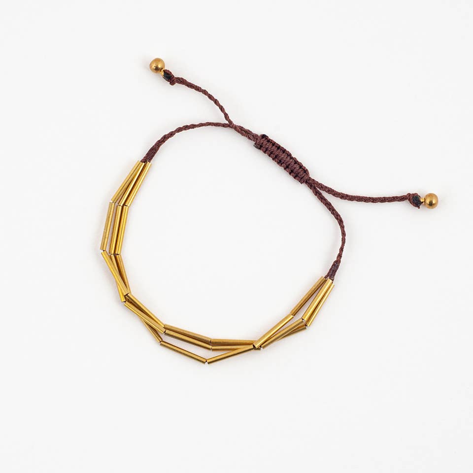 Altiplano - Wholesale Bangle Bracelet - Triple Stand Brass Cube Bracelet2