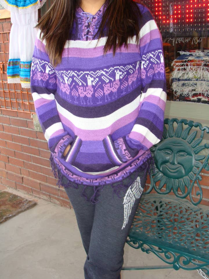 Sanyork Fair Trade – Großhandel Strickpullover – Damen – Peruvian Shakira Kapuzenpullover aus Alpakamischung für Damen