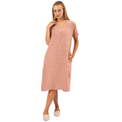 6427 Blush Vera May Italian Linen Dress for wholesale by VeraMay