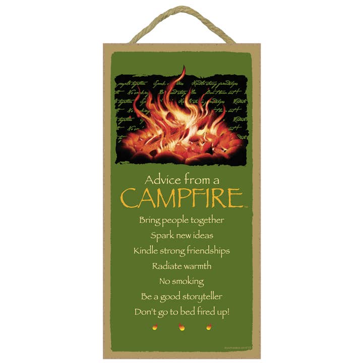 SJT Enterprises, Inc. - Vente Pancarte - Campfire//Advice From - Plaque en bois de 5 po x 10 po, plaque, plaque, licence