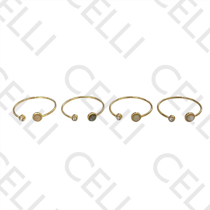 Bague en acier avec pierre naturelle pour la vente par Celli Biju