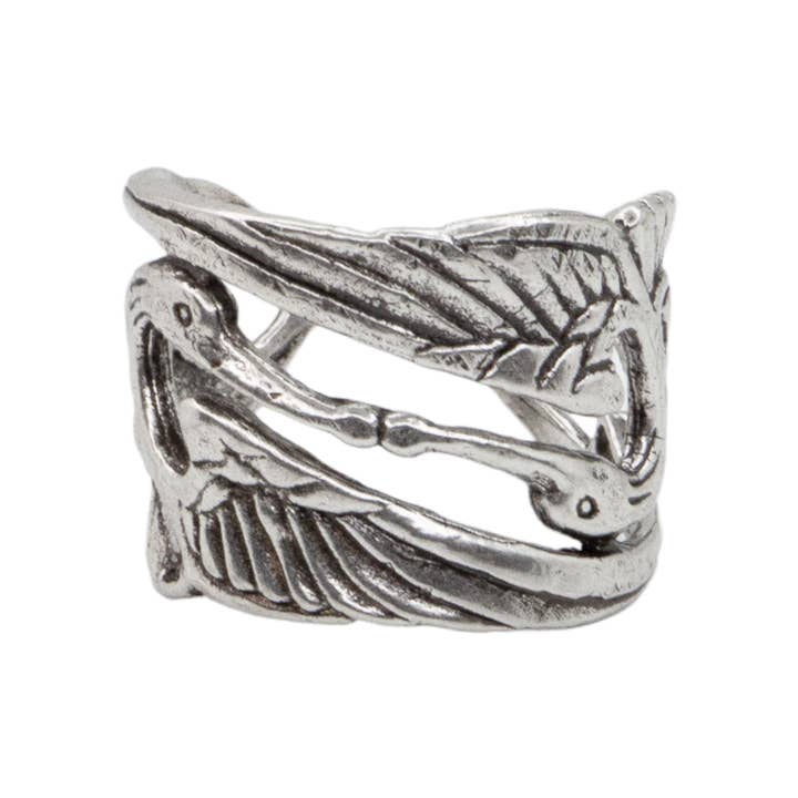 Heron Kiss stainless silver ring - jewelry - gift for wholesale by Lotta Djossou Paris