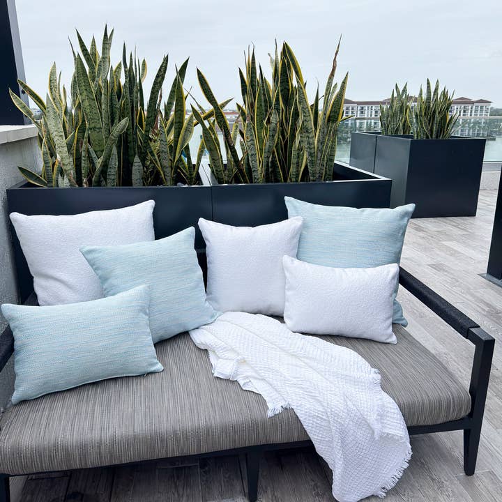 Anaya Home - Wholesale Throw/Decorative Pillow - Bay View Blue 24x24 Indoor Outdoor Pillow