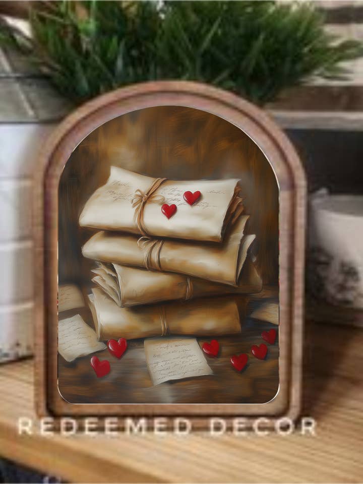 Bågformade kärleksbrev inramad konst för wholesale av Redeemed Decor