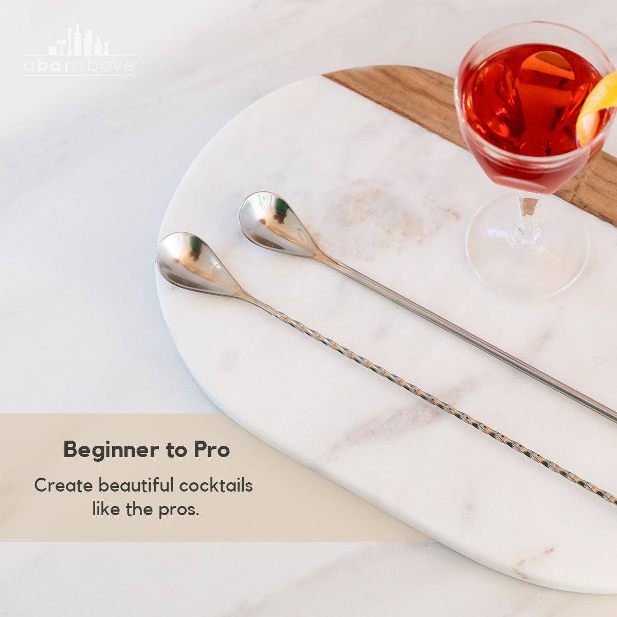 A Bar Above - Wholesale Bar Tool - Bar Spoons (Spiral Handle, Set of 2) Black, Standard Length4