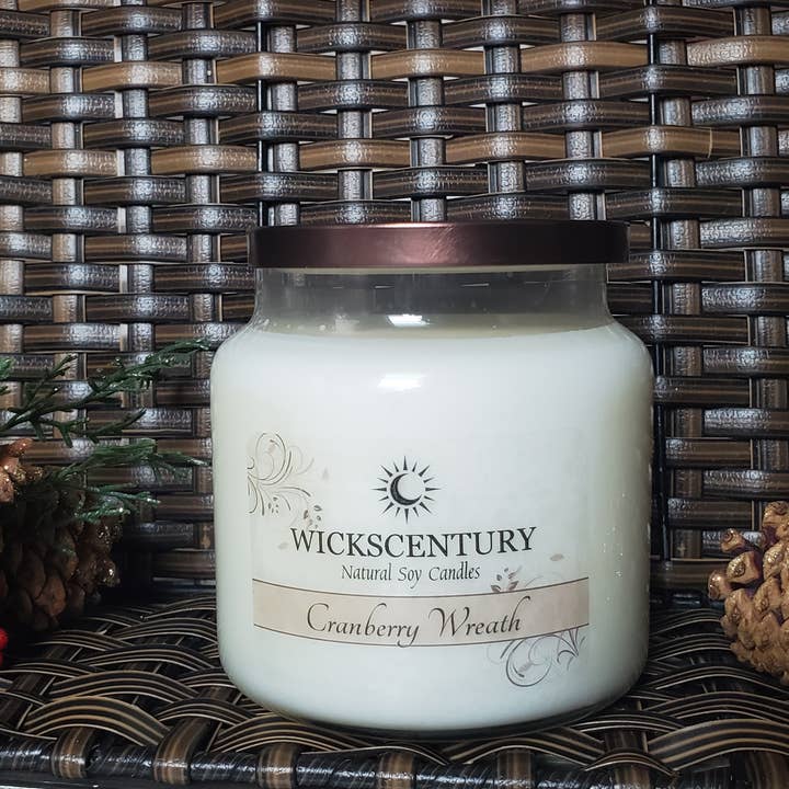 Cranberry Wreath - 20 oz Platform Soy Candles for wholesale by Wickscentury's Natural Soy Candles
