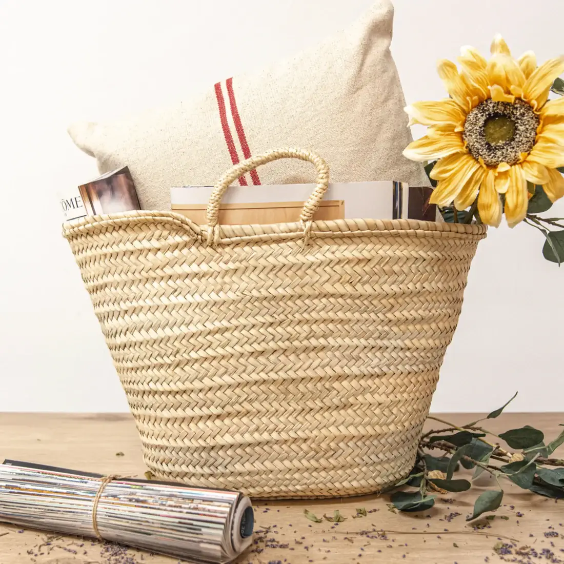 DarKech - Wholesale Beach Bag - Handwoven French Market Basket – Natural Moroccan Straw Tote1