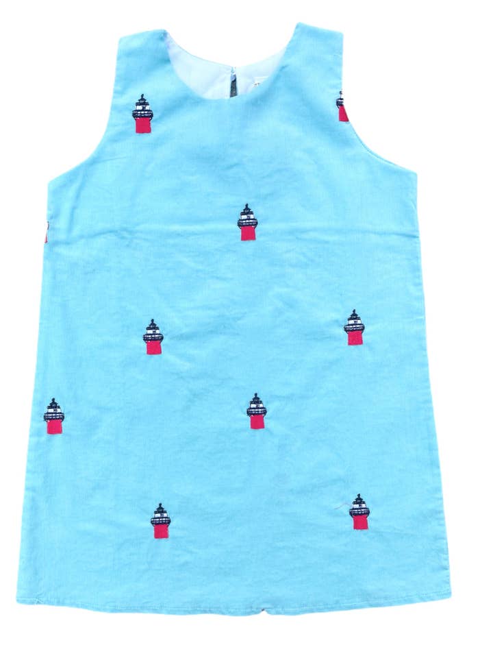 Vestido Pichi de Pana Turquesa con Bordado de Bicho Luminoso para venta al por mayor de Piping Prints