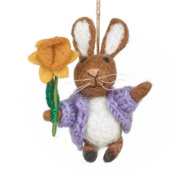 Handmade Felt Remi the Rabbit Easter Hanging Decoration for wholesale by Felt So Good