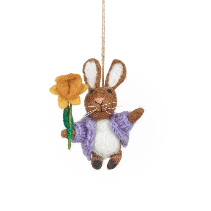 Handmade Felt Remi the Rabbit Easter Hanging Decoration for wholesale by Felt So Good