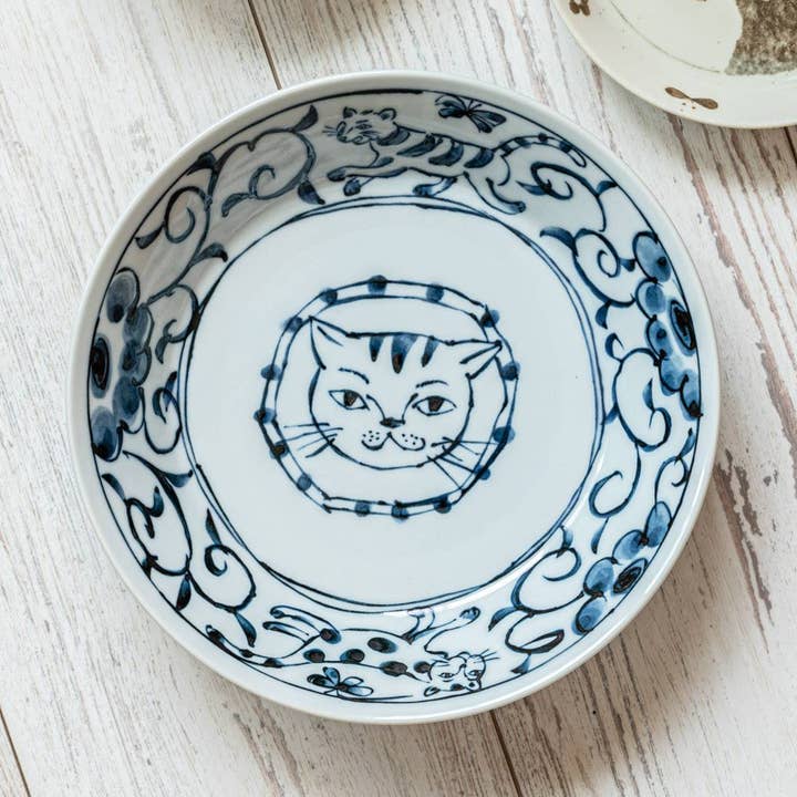 Yamani - Wholesale Dinner Plate - Japanese Cats 20.7cm Pasta Plate - Beard0