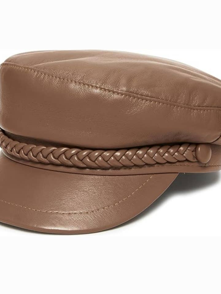 Leather Greek Fisherman Hat - Khaki for wholesale by Funky Junque
