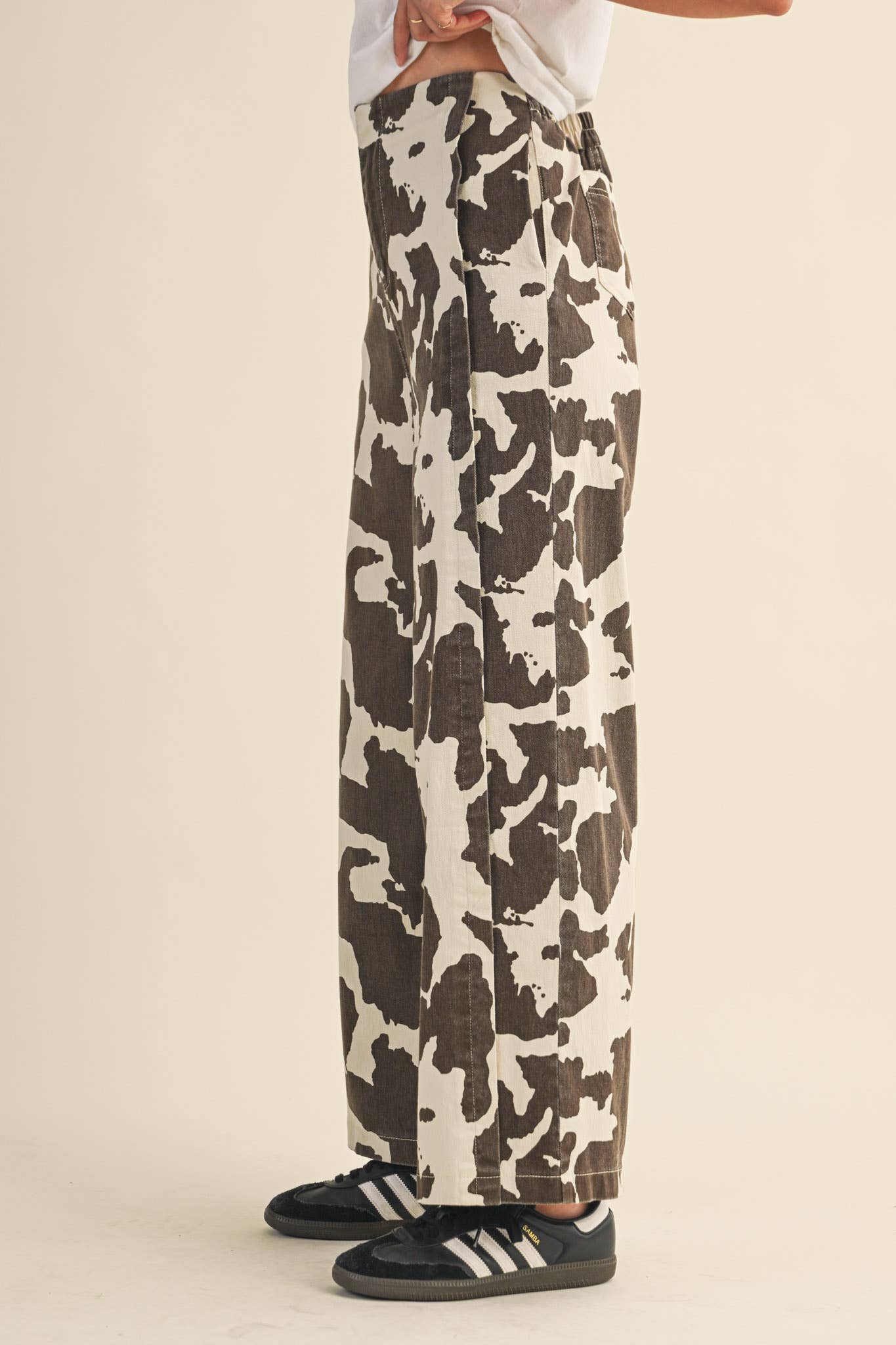 COW PRINT HIGH WAIST WIDE LEG PANTS MP4105 for wholesale on Faire6