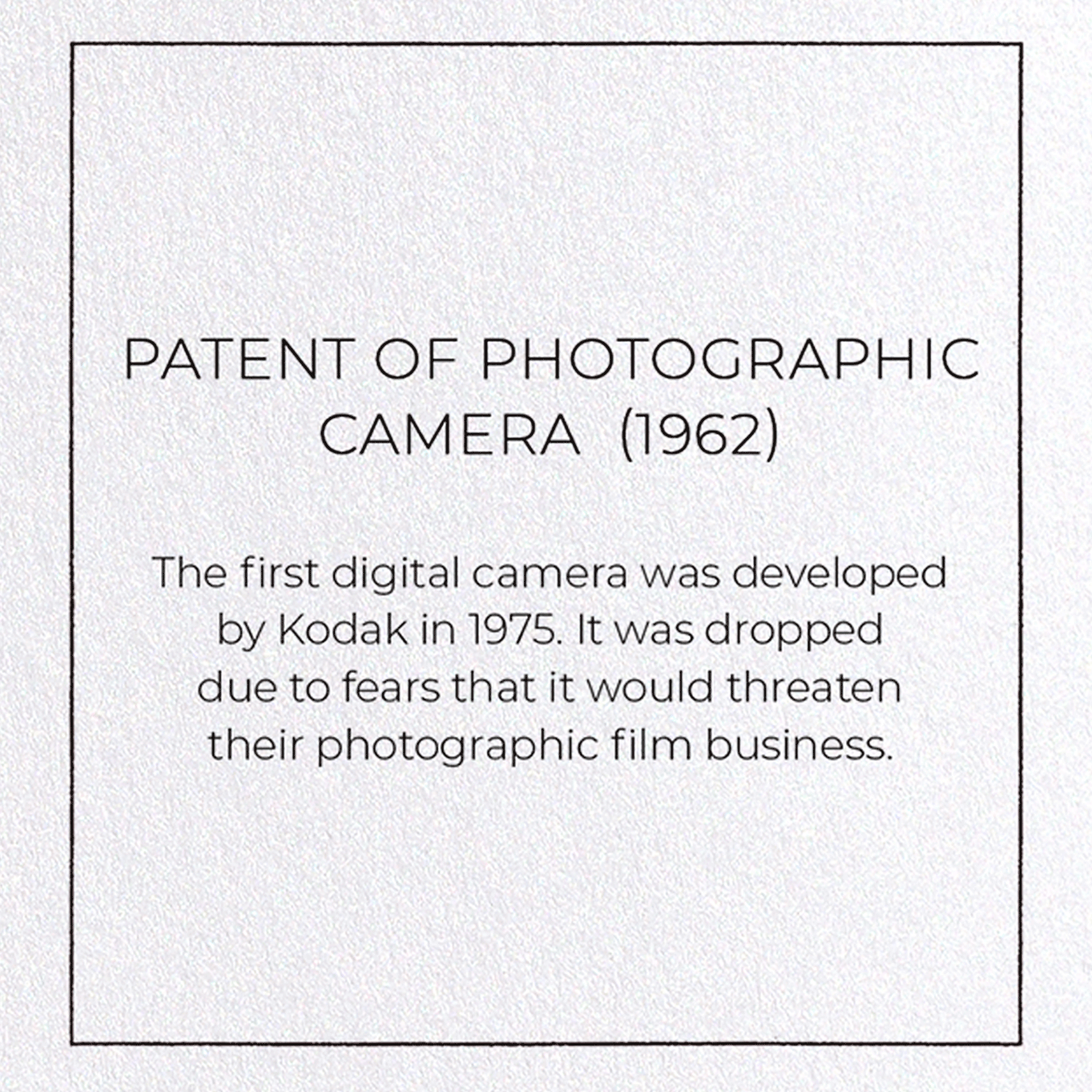 Ezen Trade - Wholesale Everyday Greeting Card - PATENT OF PHOTOGRAPHIC CAMERA  (1962): Greeting Card3