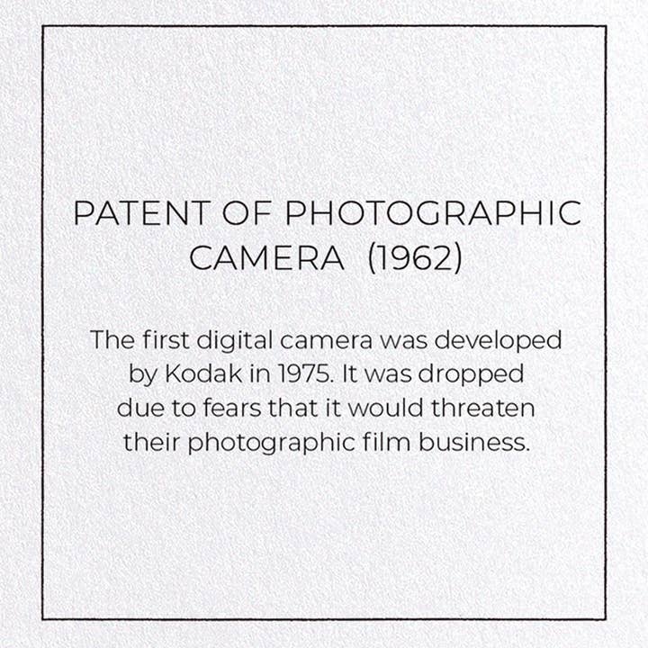 Ezen Trade – wholesale Everyday greeting card – PATENT OF PHOTOGRAPHIC CAMERA (1962): Greeting Card3