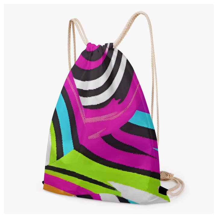 Zebraesque Drawstring Backpack for wholesale by Alma