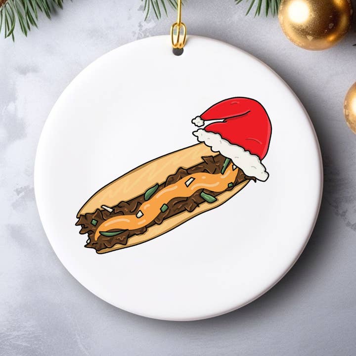 philly cheesesteak ornament for wholesale by Square Peggy