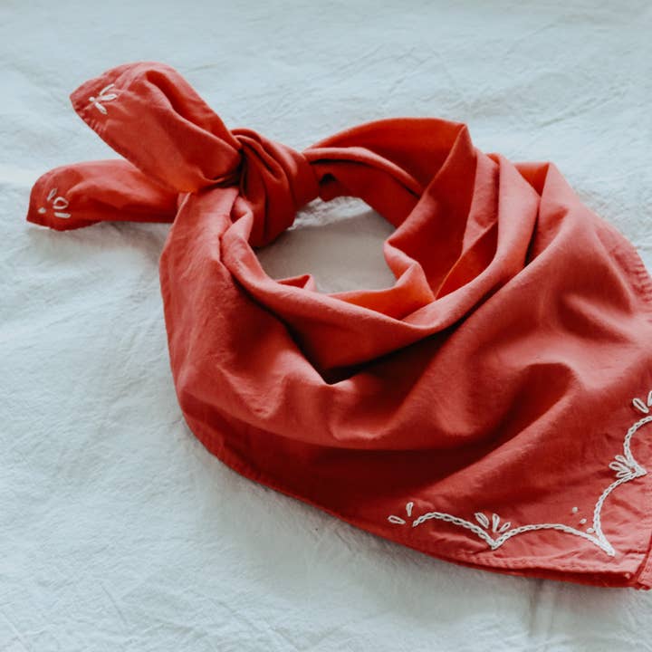 Eloise et moi - Wholesale Bandana - Unisex - Hand embroidered RODEO cotton bandana, hand dyedÂ