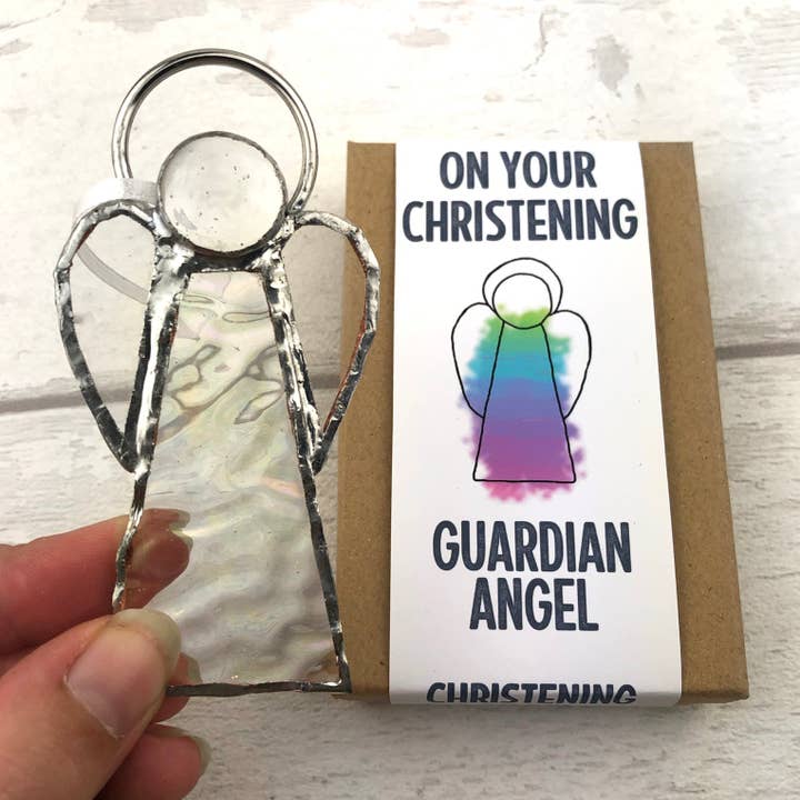 GlassHouse Design - Wholesale Keepsake Coin/Token - Christening Angel - Stained Glass Christening Gift1