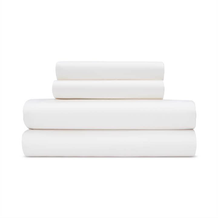 Sateen Sheet Set in Cloud White for wholesale by BleuBully Bedding
