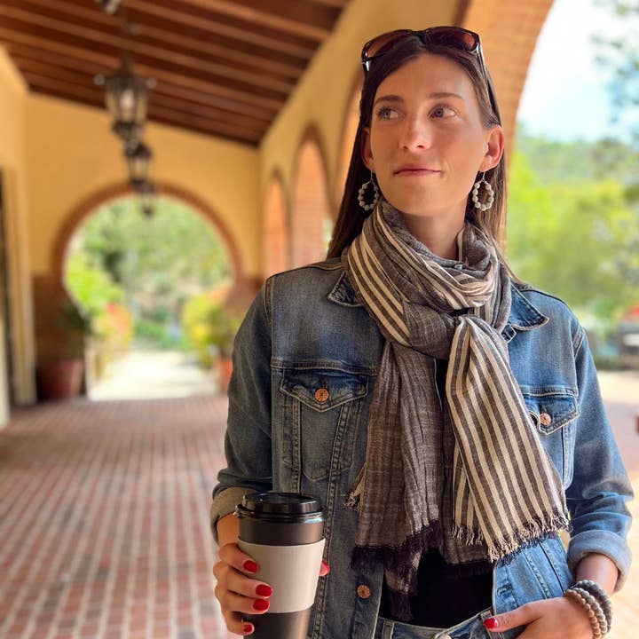 Humble Hilo - Wholesale Scarf - Women's - Humble Hilo Cumulus 100% Cotton Scarf Center Stripes40