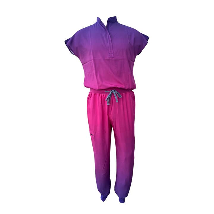 Apparel Now - Wholesale Healthcare Uniform - Women's - DK Gradient Zipper Scrub Top (Purple/Pink)