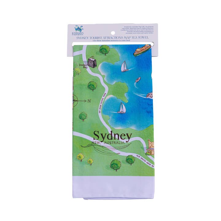 Australian Map Gifts - Wholesale Tea towel - Tea Towel Sydney Tourist Attractions Map2