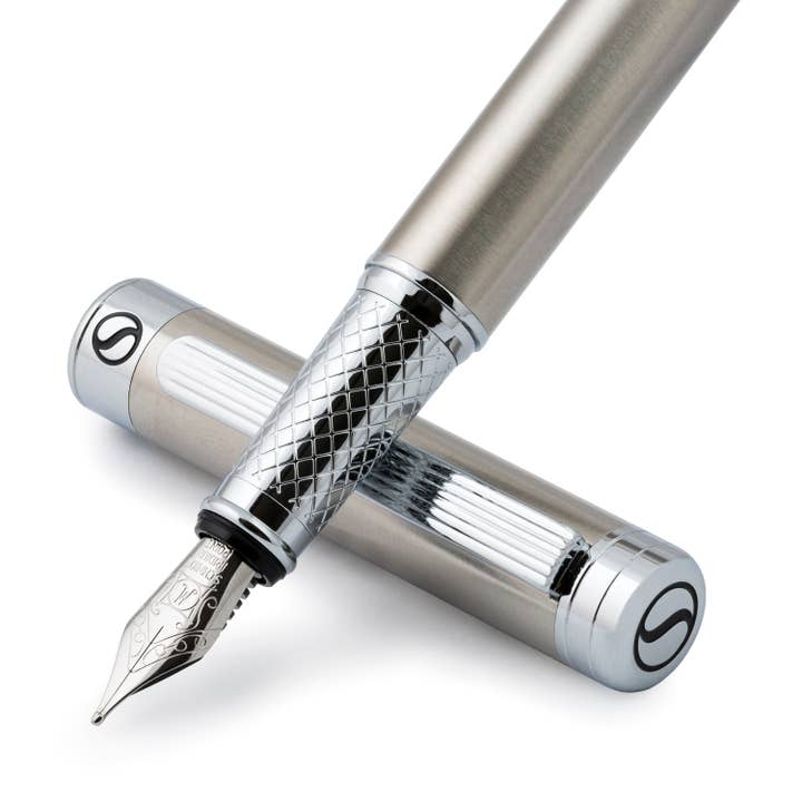Classic Stainless Steel Fountain Pen - Medium Nib - Custom for wholesale by Scriveiner