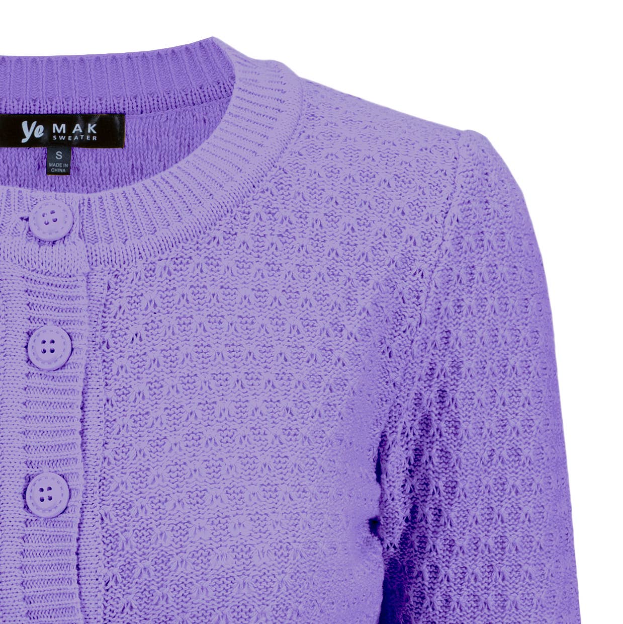 Mak – Engroshandel Cardigan - Dame – Mak 3/4-ærmet kort strikket cardigan med rund hals MK351418