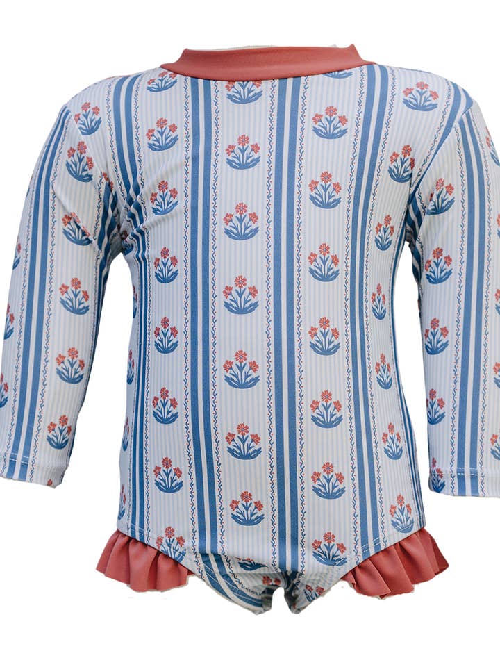 Block Print Floral One Piece Swimsuit for wholesale by Belle & bros