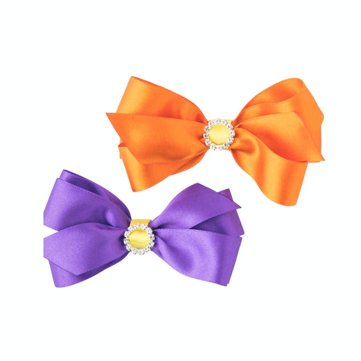 Orange & Lila FärgPop Hair Bow Clips - 2 pack för wholesale av Rainbow & Ginger London