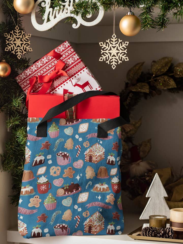 Tote bag con estampado integral - Antidiet Christmas para venta al por mayor de Chiaralascura