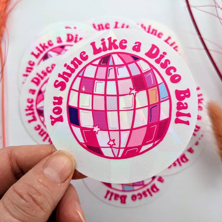 Disco Ball Suncatcher Window Sticker, Rainbow Window Sticker for wholesale by Mary Felker Art and Design
