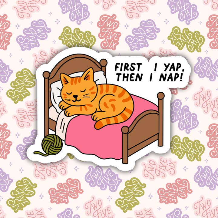 D'abord je jappe puis je fais la sieste Autocollant pour la vente par 256 Craft Co