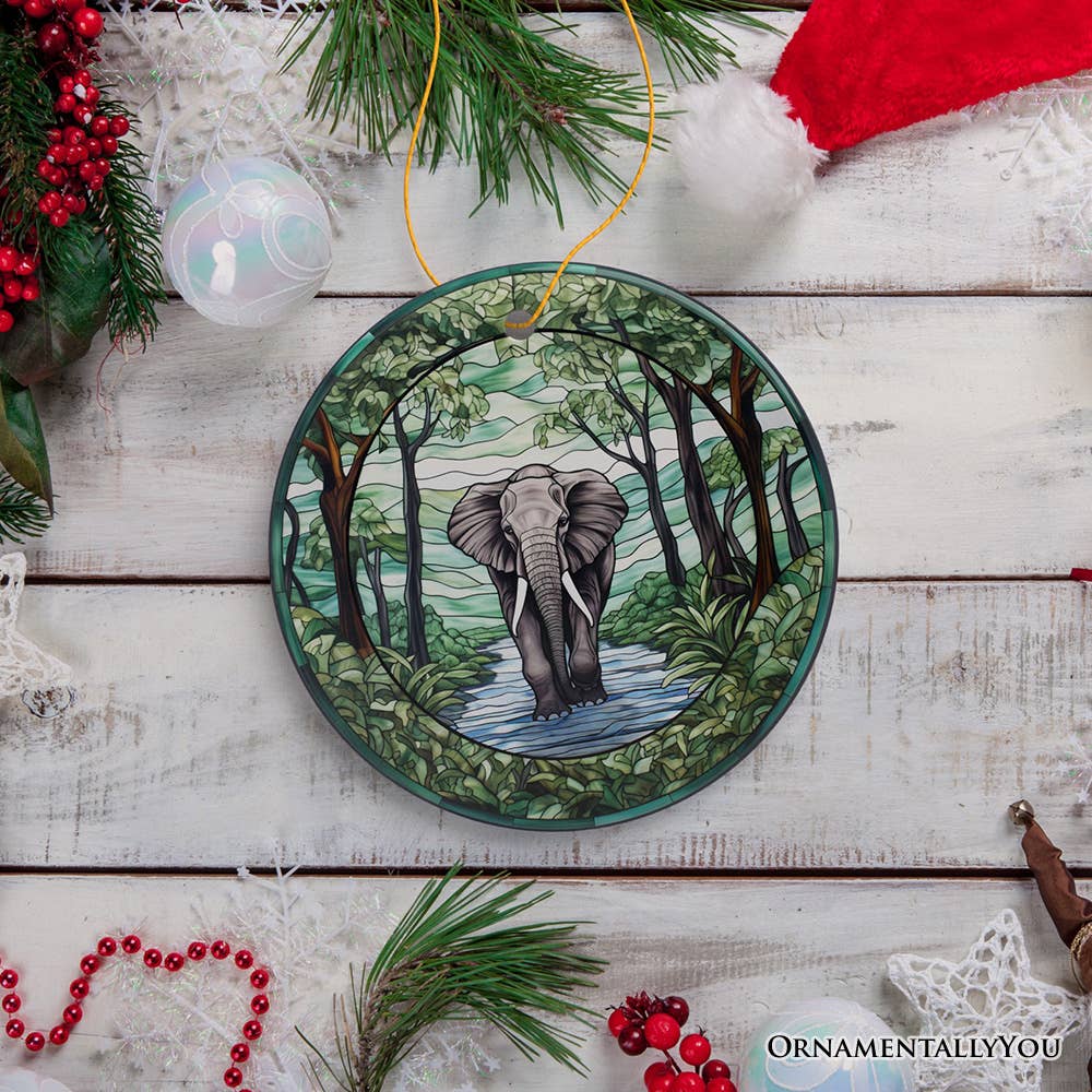 OrnamentallyYou - Wholesale Ornament - Elephant Elegance Stained Glass Style Ceramic Ornament5
