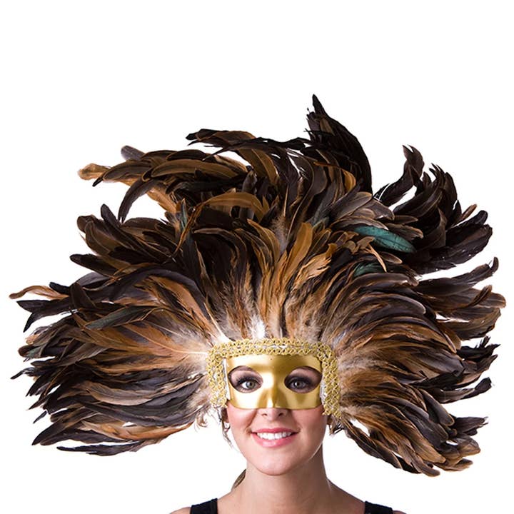 Feather Headdress Mask - Natural for wholesale by Zucker Feather Products
