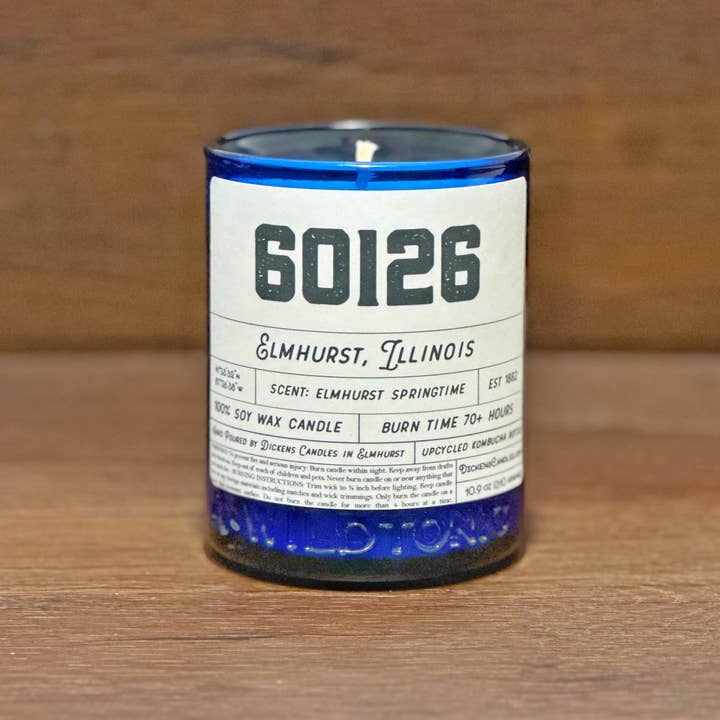 Dickens Candles - Wholesale Jar/filled candle - CUSTOM Zip Code Candle - Upcycled Large Cobalt Blue Bottle1
