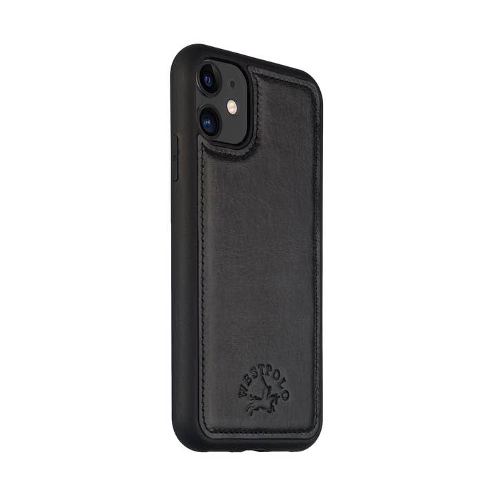 Westpolo Aged Leather Apple Iphone 11 Phone Case - Black for wholesale by WESTPOLO