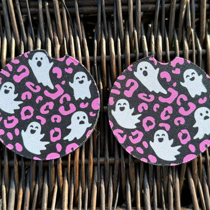 Leopard Print Ghost Car Coasters for wholesale by Evie Rose