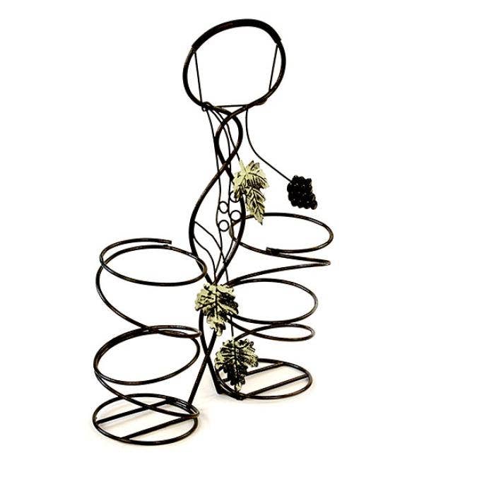 Buhi Imports - Wholesale Beer/Wine Caddy - Wire double bottle wine caddy with decorative wire leaves1