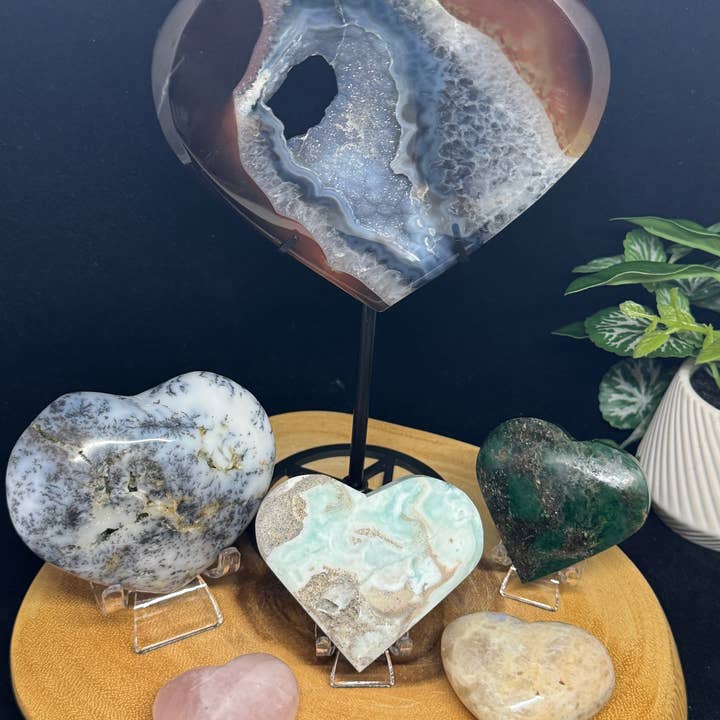 The 7 Directions - Wholesale Spiritual Stone/Crystal - 6 pc Mix gem hearts emerald druzy agate Moonstone F983