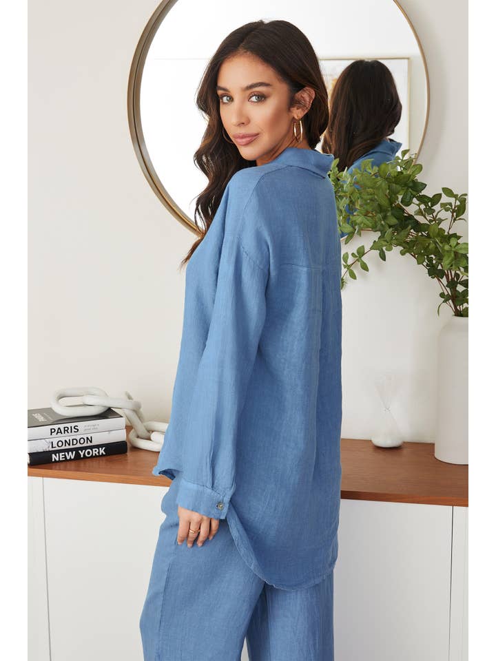 MILIO MILANO - Wholesale Button Down Shirt - Women's - LINEN LONG SLEEVE HI-LO BUTTON DOWN TOP (707015B-LONGSLV)6