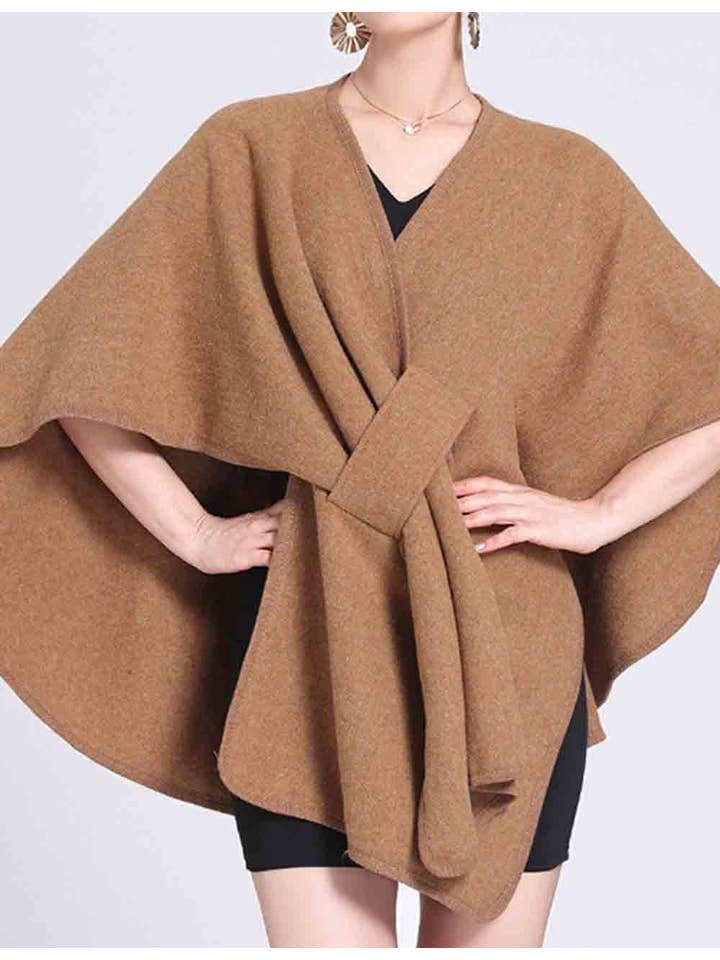 Sweetkama - Wholesale Cape – Women's - Ladies Solid Color Short Sleeves Knit Shawl Cape1