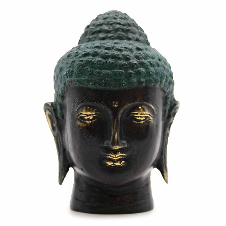 Medium Antique Brass Buddha Head for wholesale by Ancient Wisdom