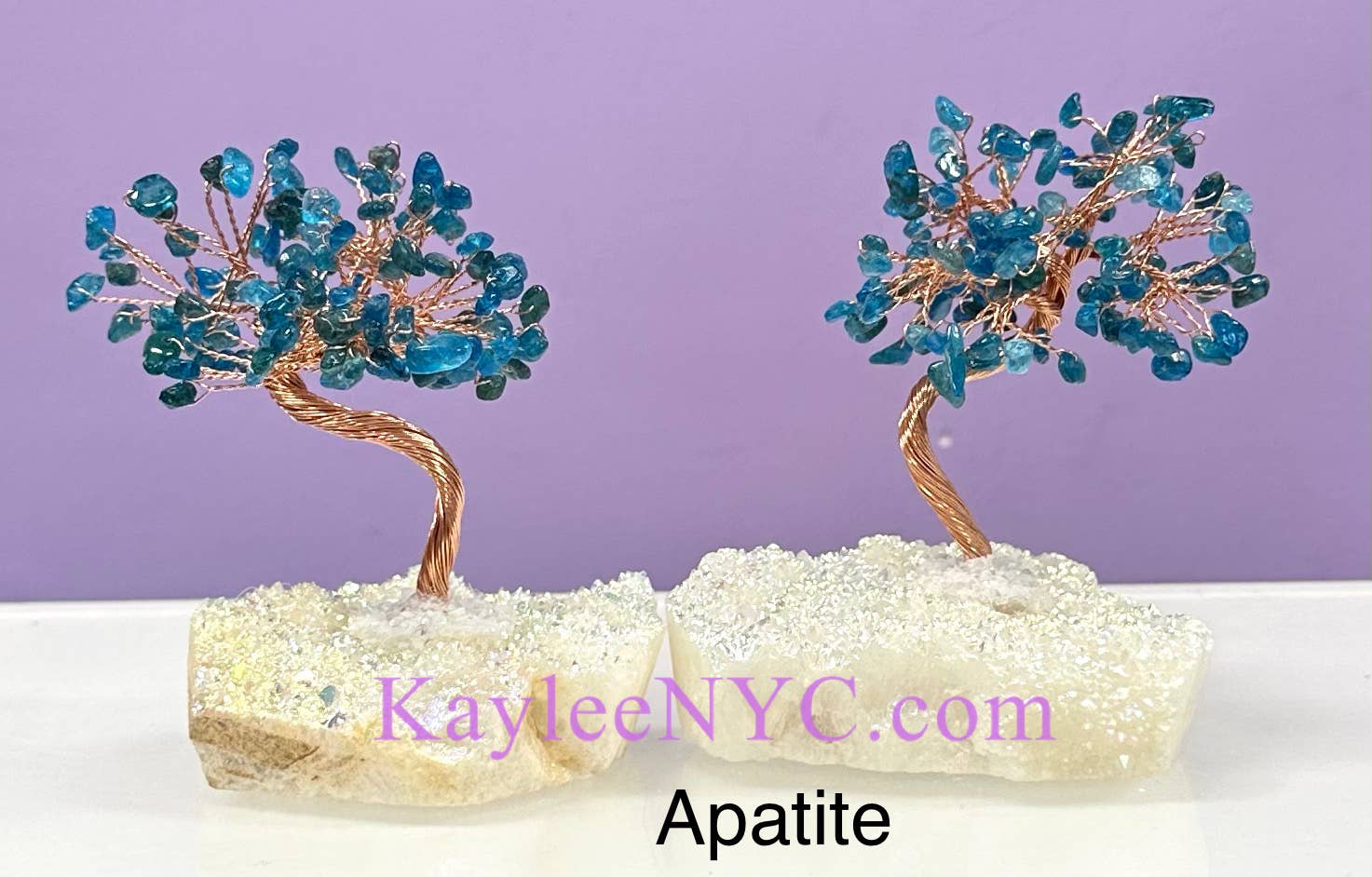 KayleeNYC - Wholesale Decorative Tabletop Object - Bonsai Tree with Angel Aura Quartz Cluster Base5