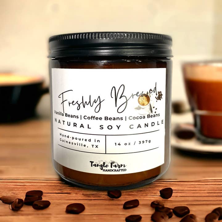 Freshly Brewed Soy Candle for wholesale by Tangle Farm Handcrafted