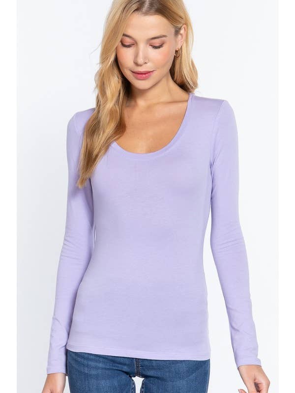 Active Basic | Active USA - Wholesale Knit Top - Women's - Long Sleeve Scoop Neck Top63