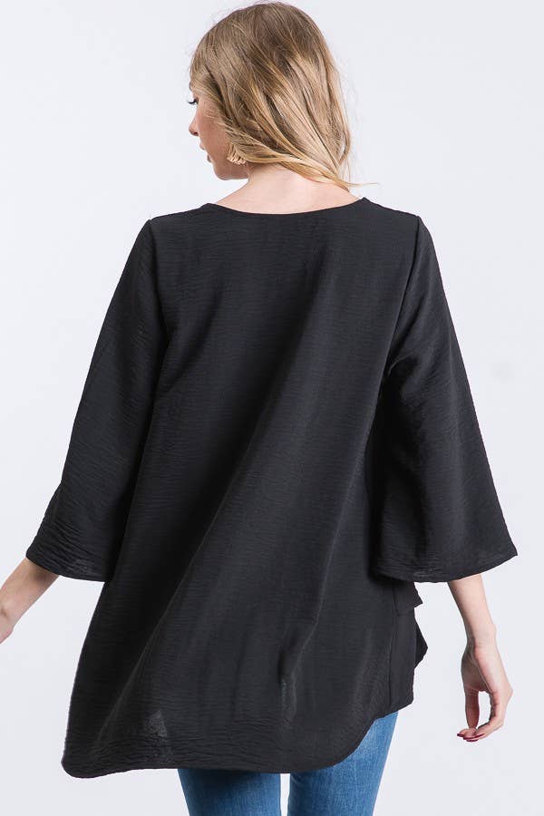 JADE BY JANE - Wholesale Tunic - Women's - V-Neck Mid bell sleeve top KRT10804