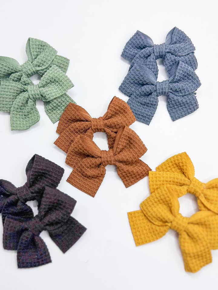Waffle Pigtail Bow Clips for Babies and Kids for wholesale by Aurelia & Co. Baby